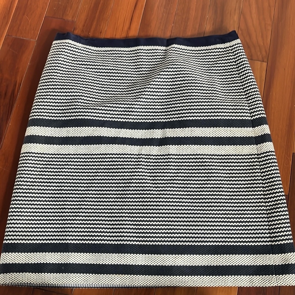 Jcrew blue and white striped skirt